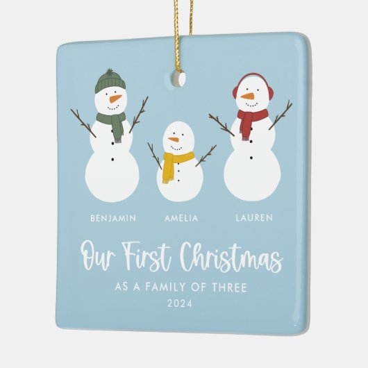 ファミリー・オブ・スリーズ初めてのクリスマス雪だるまオーナメント セラミックオーナメント (左)