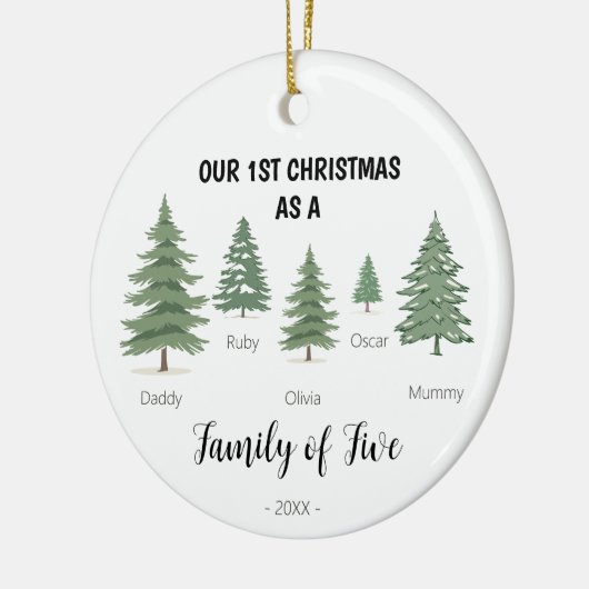 ファミリー・オブ・ファイブ・初めてのクリスマスオーナメント セラミックオーナメント (左)