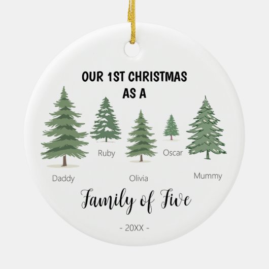 ファミリー・オブ・ファイブ・初めてのクリスマスオーナメント セラミックオーナメント (裏面)