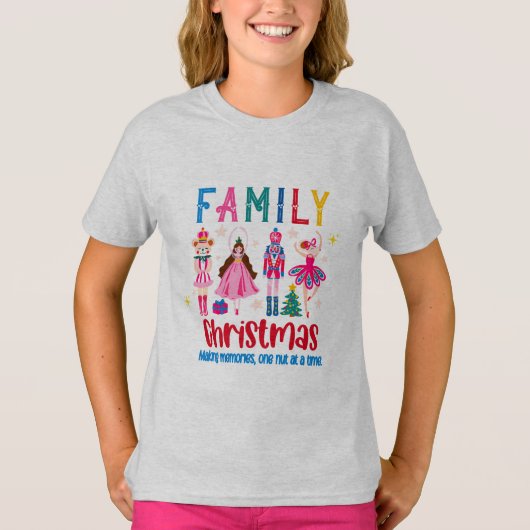 ファミリー グループ 面白い クリスマス , クルミ割り人形 バレエ Tシャツ (正面)