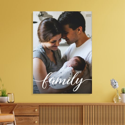 「ファミリー」スクリプパーソナライズされたト・ファミリー写真キャンバス キャンバスプリント (インサイチュ (リビング))