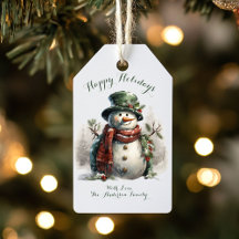 ファミリー ネーム ヴィンテージ スノーマン クリスマス タグ