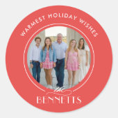 ファミリー ネーム 編集可能 カラー ホリデー スティッカー シール (正面)