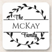 ファミリー ネーム 遊び心のある花輪 ベージュコースター コースター (正面)