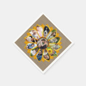 ファミリー フォト コラージュ ひまわり 麻 13枚 簡単 スタンダードカクテルナプキン (角)