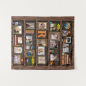 ファミリー フォト コラージュ アンティーク ブックケース 個人用 タペストリー (正面(横))