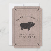 ファミリー リユニオン ブランシュ ルースティック ファーム ヴィンテージ ピッグ 招待状 (正面)