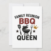 ファミリー・リユニオンBBQクイーン | 面白いグリルTシャツ 案内状 (裏面)