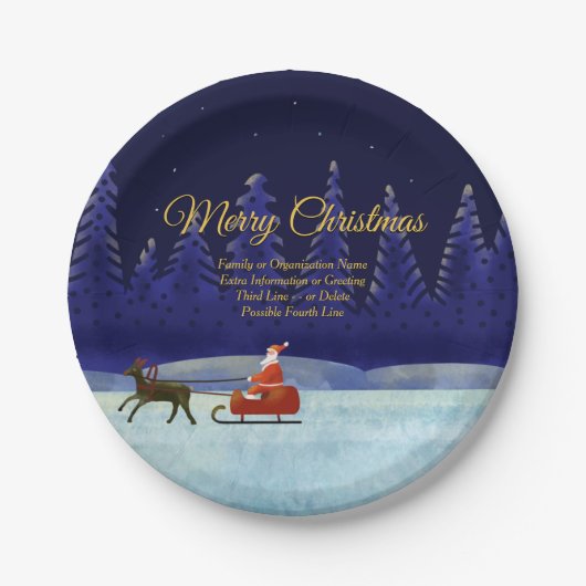 ファミリー/団体や組織20xx名前Blue Santa 7"を追加 ペーパープレート (正面)