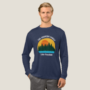 ファミリー 湖 旅行 日没 カスタムロングスリーブ トライブレンドＴシャツ