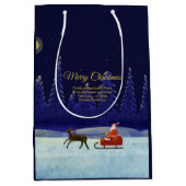 ファミリー/組織名 ブルー + サンタを追加 ミディアムペーパーバッグ (正面)