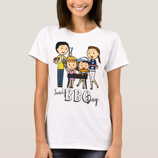 ファミリーBBQデイウィメンズベーシックTシャツ Tシャツ (正面)