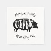 ファミリーBBQリブヴィンテージ豚おもしろい スタンダードカクテルナプキン (正面)