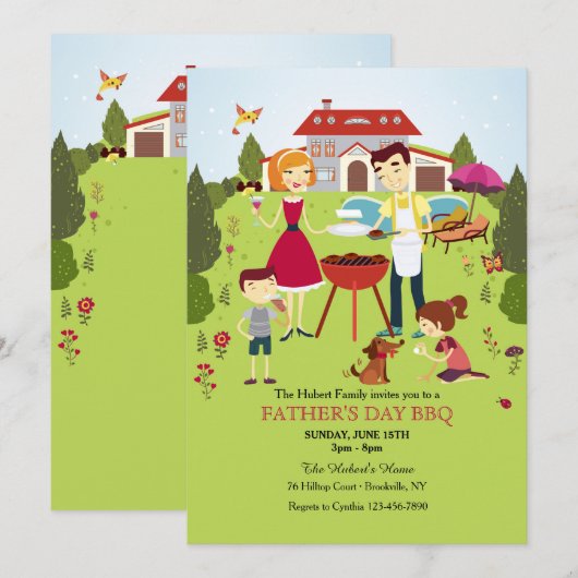 ファミリーBBQ招待状 招待状 (正面/裏面)