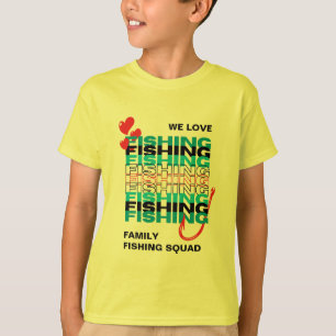 ファミリーLOVE魚釣りチームスクワッドキッズ Tシャツ