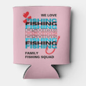 ファミリーLOVE魚釣りチームスクワッドピンク 缶クーラー (正面)