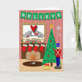 ファミリ信じーフォトクリスマス4ストッキング シーズンカード