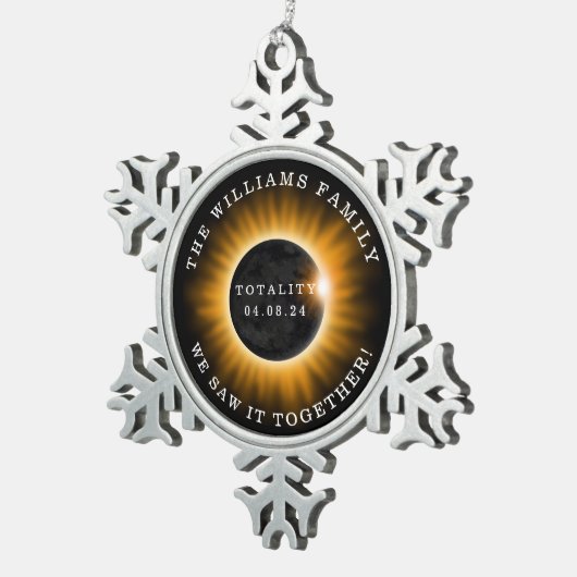ファミリ全体太陽のEclipseの追加の名前 スノーフレークピューターオーナメント (右)