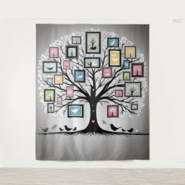 ファミリ写真ツリー02 タペストリー