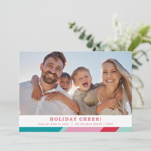 ファミリ写真モダン幾何ミニマルフレーム シーズンカード (スタンド正面)