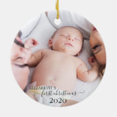 ファミリ初めてのクリスマス、写真 セラミックオーナメント (裏面)