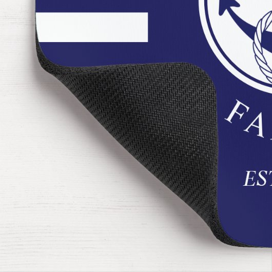 ファミリ名いかり航海の青ストライプのパターン マウスパッド (コーナー)