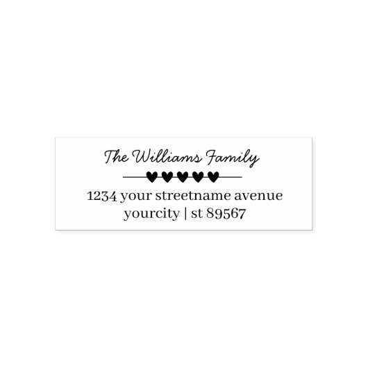 ファミリ名およびシンプルハート差出人住所 セルフインキングスタンプ (デザイン)