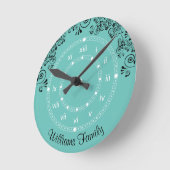 ファミリ名のカスタム ラウンド壁時計 (傾斜)