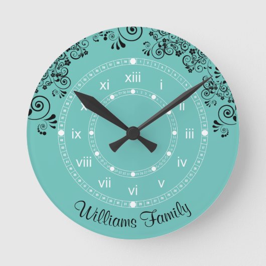 ファミリ名のカスタム ラウンド壁時計 (正面)