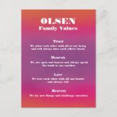 ファミリ名の値ポスターのカスタマイズと編集可能 ポストカード (正面)