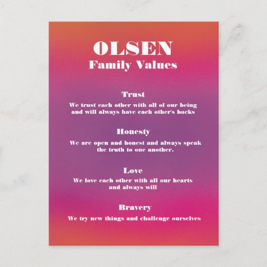 ファミリ名の値ポスターのカスタマイズと編集可能 ポストカード (正面)