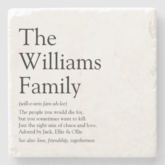 ファミリ名の定義パーソナライズされた ストーンコースター (正面)