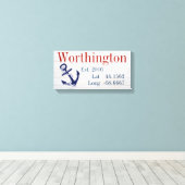 ファミリ名の緯度と経度 キャンバスプリント (インサイチュ (ウッドフロア))