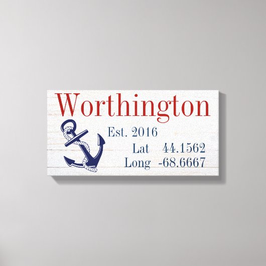 ファミリ名の緯度と経度 キャンバスプリント (正面)