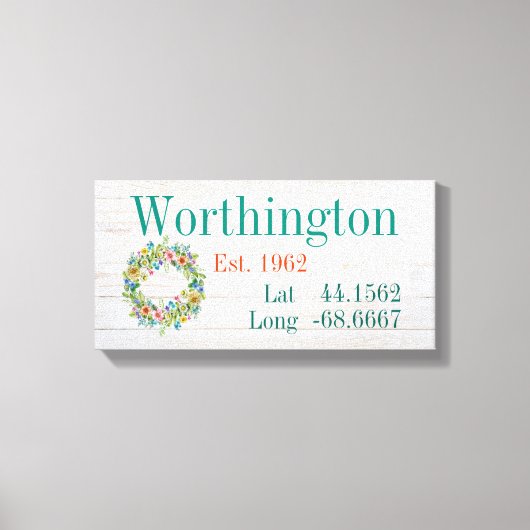 ファミリ名の緯度と経度 キャンバスプリント (正面)