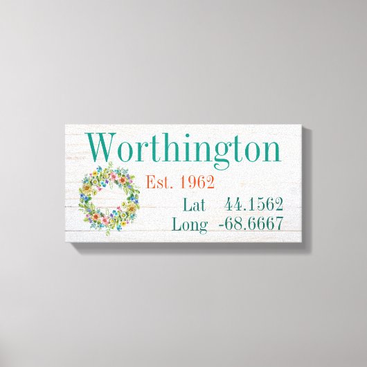 ファミリ名の緯度と経度 キャンバスプリント (正面)