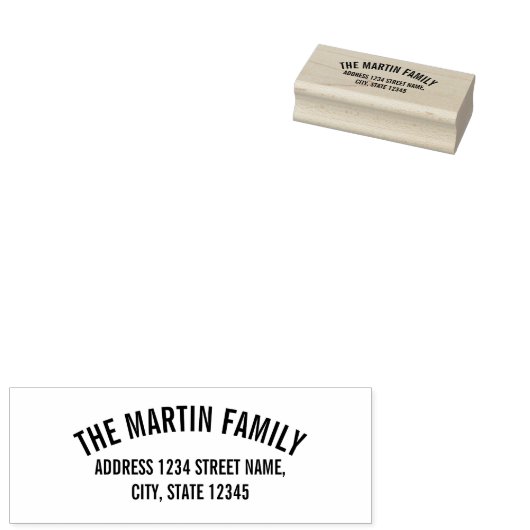 ファミリ名はっきりした曲線文字差出人住所 ラバースタンプ (押印)