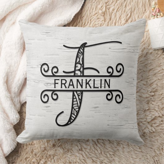 ファミリ名を持つモノグラムレターF クッション (ブランケット)