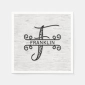 ファミリ名を持つモノグラムレターF スタンダードカクテルナプキン (正面)