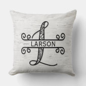 ファミリ名を持つモノグラムレターL クッション (正面)