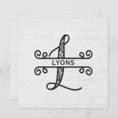ファミリ名を持つモノグラムレターL ノートカード (正面/裏面)