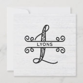 ファミリ名を持つモノグラムレターL ノートカード (正面)