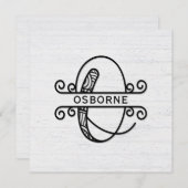 ファミリ名を持つモノグラムレターO ノートカード (正面/裏面)