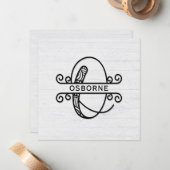 ファミリ名を持つモノグラムレターO ノートカード (正面/裏面インサイチュ)