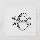 ファミリ名を持つモノグラム文字C ノートカード (正面/裏面)