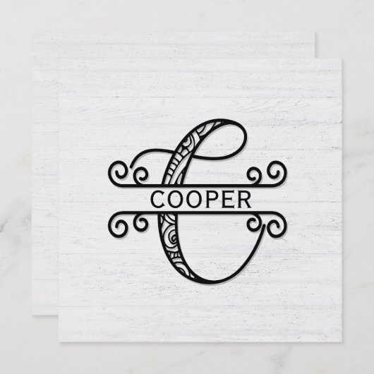 ファミリ名を持つモノグラム文字C ノートカード (正面/裏面)