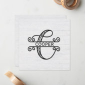 ファミリ名を持つモノグラム文字C ノートカード (正面/裏面インサイチュ)