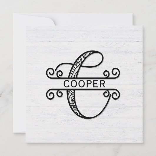ファミリ名を持つモノグラム文字C ノートカード (正面)