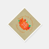 ファミリ名を追加文字感謝祭カボチャ小 スタンダードカクテルナプキン (角)