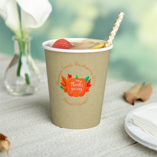 ファミリ名を追加文字感謝祭カボチャ20xx 紙コップ (インサイチュ)